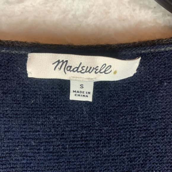 Madewell Kimball‎ Colorblock Women's Alpaca Wool Sweater Gray Navy Size S 8636 - Picture 2 of 8